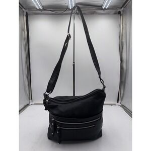 Great American Leather Works Black Pebbled Leather Crossbody Bag Organizer Purse